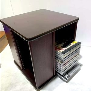 Rich Dark Cherry Wood CD Organizer Holder Holds 68 CDs